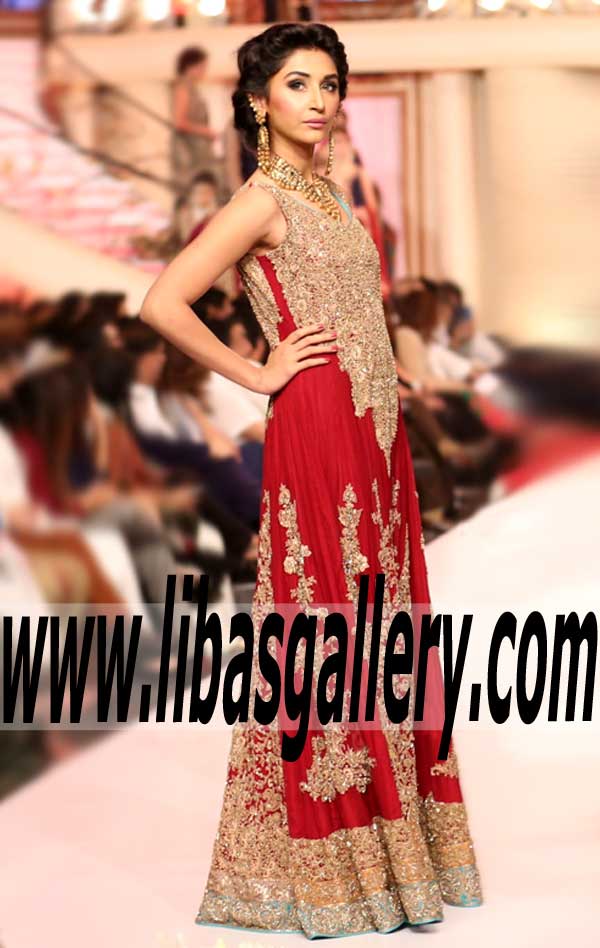 Beautiful Wedding Anarkali Dress with Delicate and Attractive Embellishments for Wedding and Special Occasions