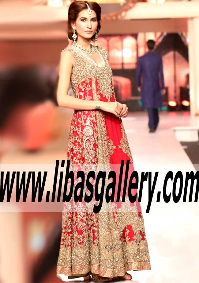 Captivating Wedding Anarkali Dress with charming and sweet embellishments for Wedding and Special Occasions