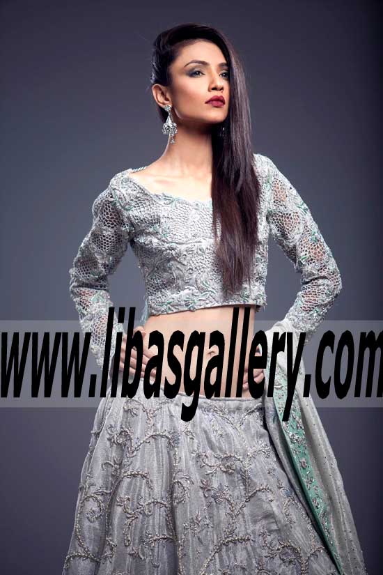 Majestic Silver color Wedding Lehenga with Choli for Wedding and Special Occasions