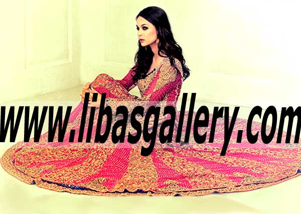 Spectacular Asian Wedding Lehenga Dress in Chiffon fall Bridal Dress with Full length sleeves