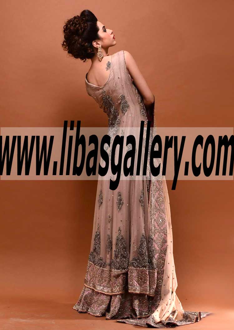 Luxury Anarkali Dress with Floor Length Lehenga Wedding Dress for Reception and Valima