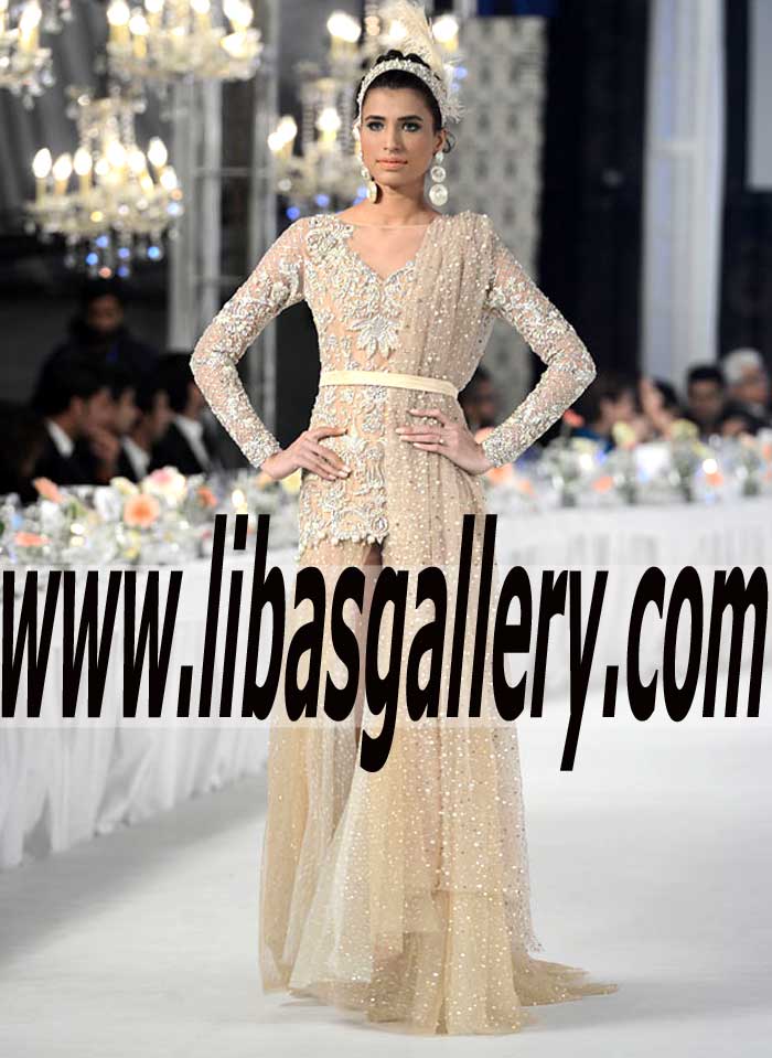 Gorgeous Pakistani Designer Dress with magnificent and lovely embellishments for Engagement and Evening