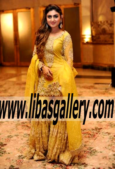 MAGIC IN THE AIR Beautiful Yellow Gharara Dresses For Mehndi Mayon Weddings and Special Occasions