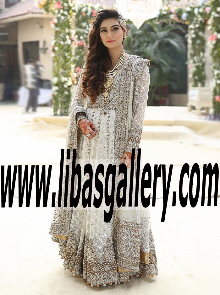 You Will fall head over heels for the Legendary Lovers White Anarkali Dress for Wedding and Special Occasions