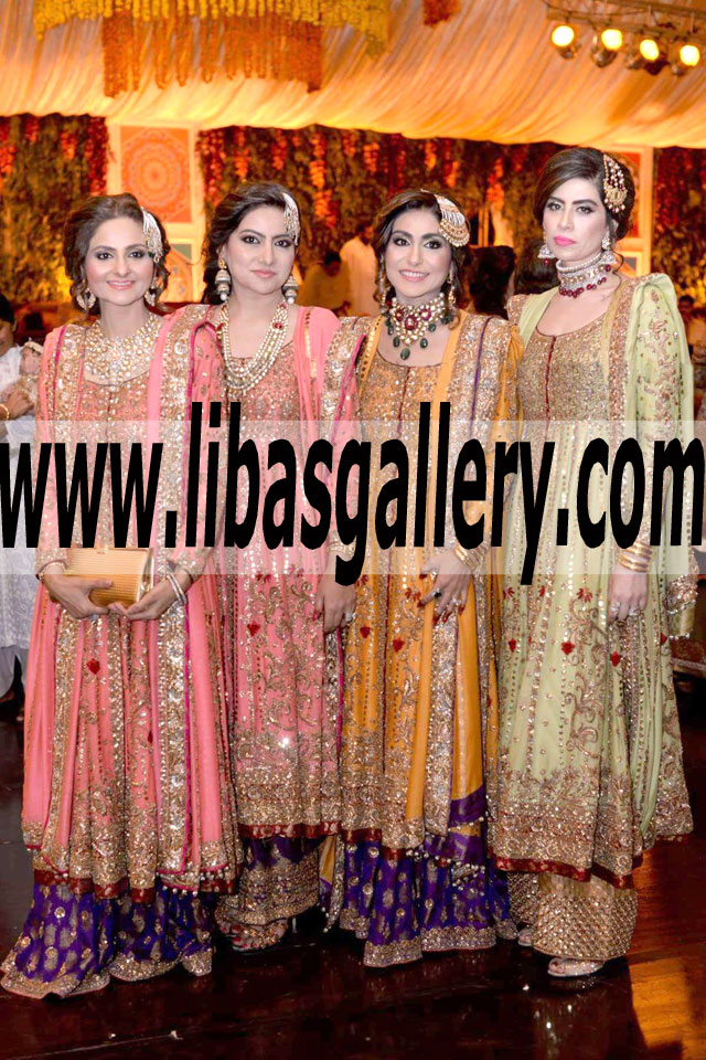 DELIGHTFUL SURPRISE DESIGNER BUNTO KAZMI ANARKALI BRIDESMAID DRESSES for Wedding and Special Occasions