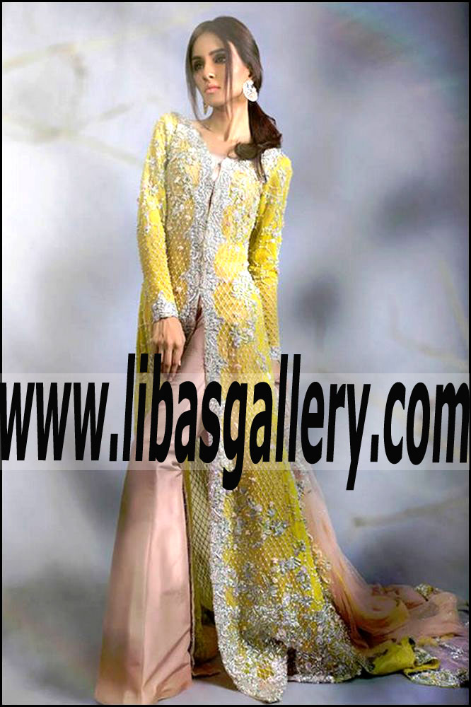 Pretty A-Line Illusion Train Bridesmaid Gown with Attractive and Lovely Embellishments for Major Parties