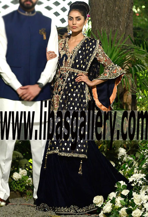 Excellent Black Colored Party Outfit with Beautiful floral Eembellishments for Special Occasions