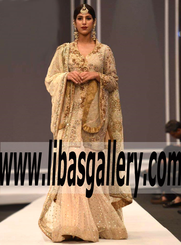 Tantalizing Embellished Designer Wedding Gharara for Evening and Special Occasions