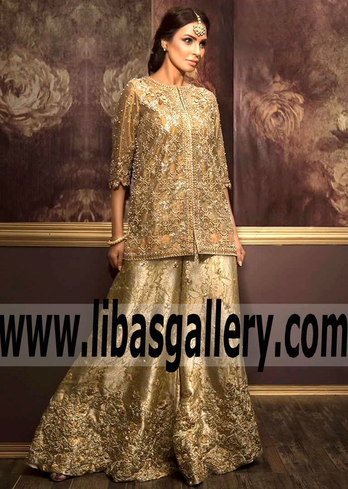 Fabulous Wedding Sharara Dress with Awesome and Astonishing Embellishments for Bride or Bridesmaid
