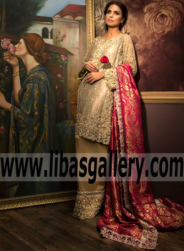 Traditional Designer Outfit Features Classic and Splendid Embellishments for Formal and Wedding Events