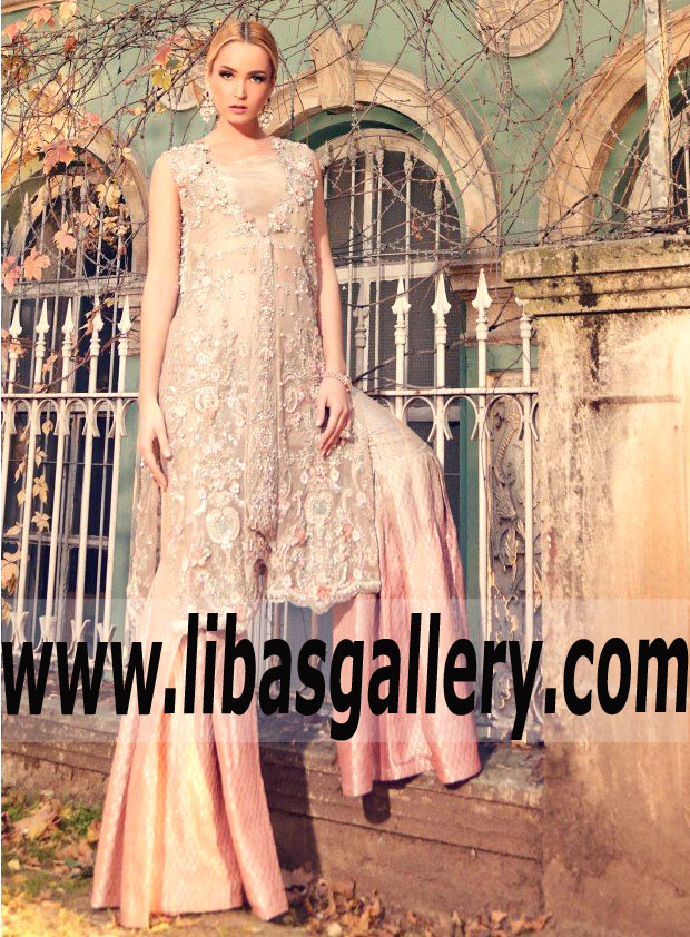 Glamorous Party Dress with Gharara Pants for Formal and Special Occasions