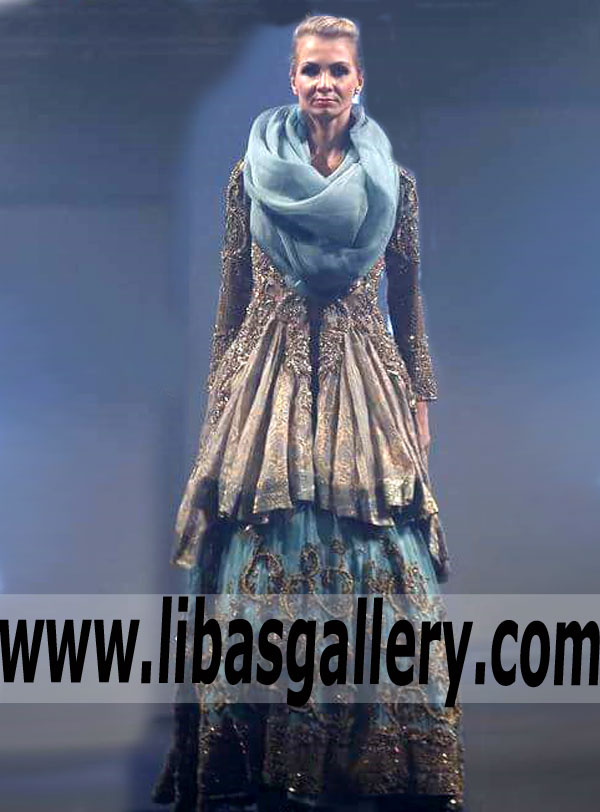 Heavy Embellished Peplum with fancy Embellished Lehenga Ideal for Evening and Special Occasion