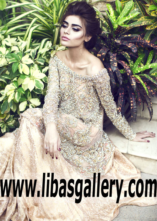 Exquisite Embellished Anarkali Gown Dress for Evening and Formal Occasions