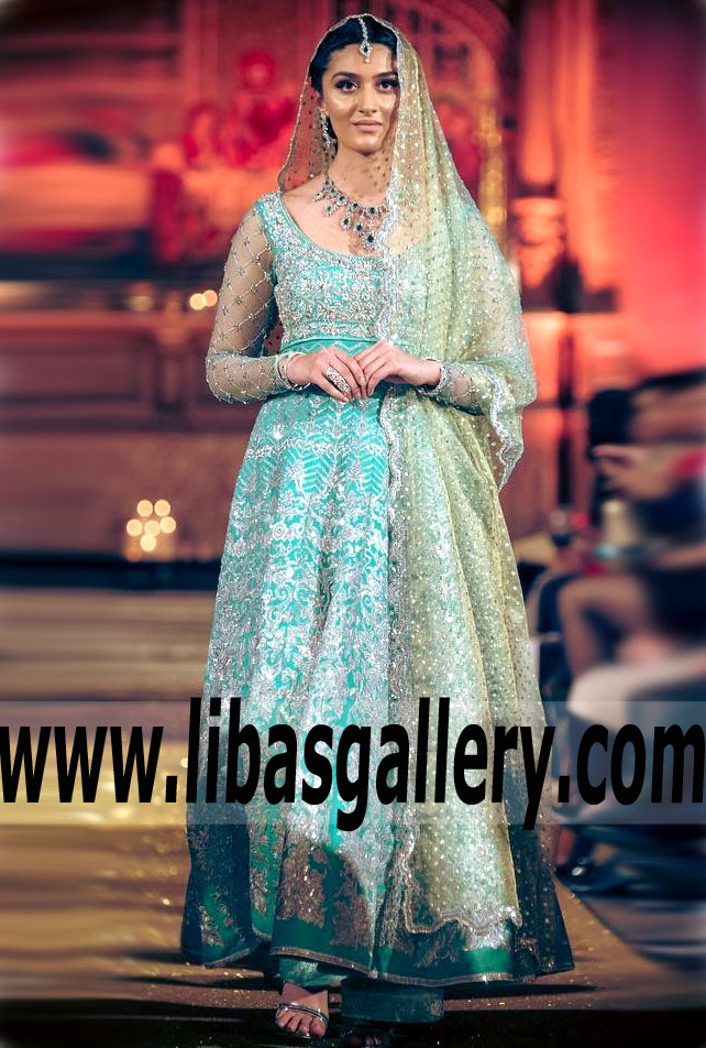 Marvelous Pakistani Designer Dress with Pretty Anarkali Gown for Engagement and Formal Events