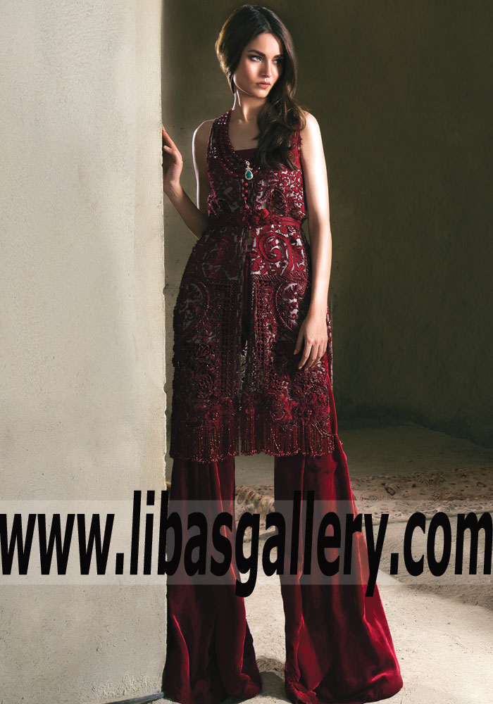 Desirable Maroon Gladiolus Party Dress