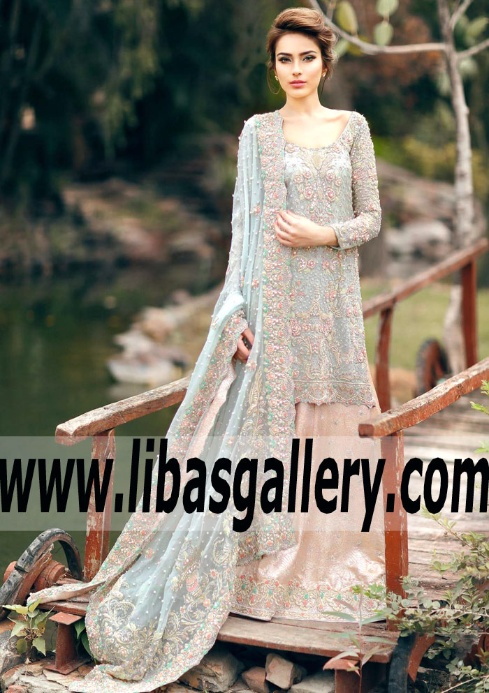 Marvelous Pastel Blue Aster Bridal Dress