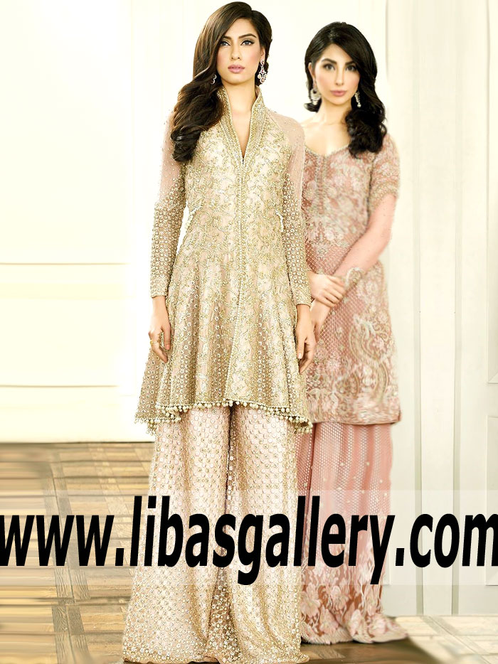 Faraz Manan Latest Anarkali Style Dresses Pakistani Designer High Low Hem Anarkali Dresses Georgetown Texas TX USA
