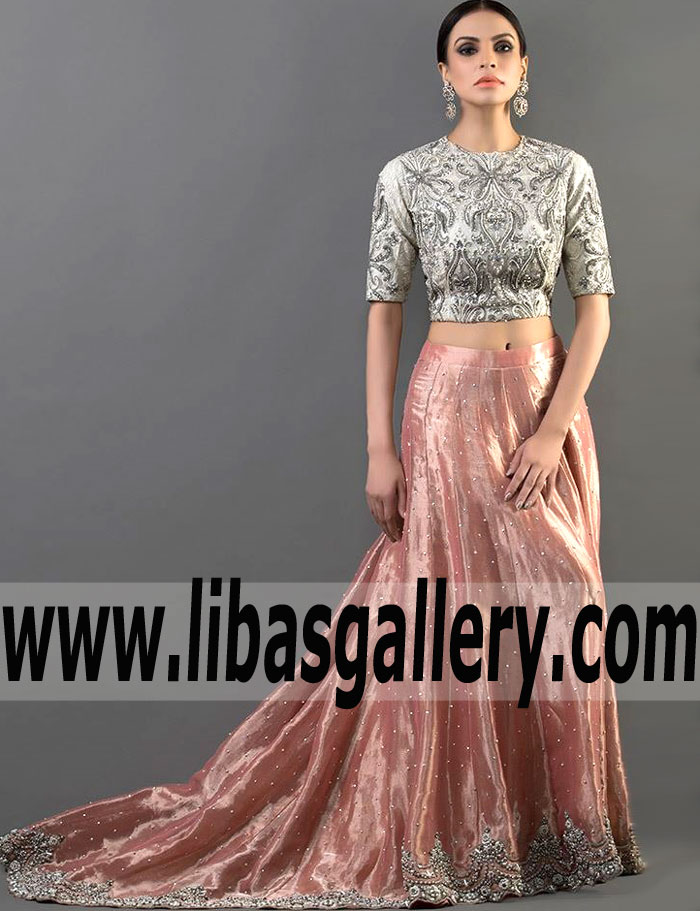 Outstanding Coral Pink Arum Bridal Lehenga