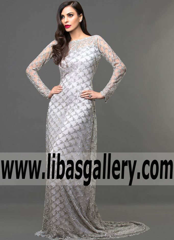 Light Gray Tansy Wedding Guest Gown
