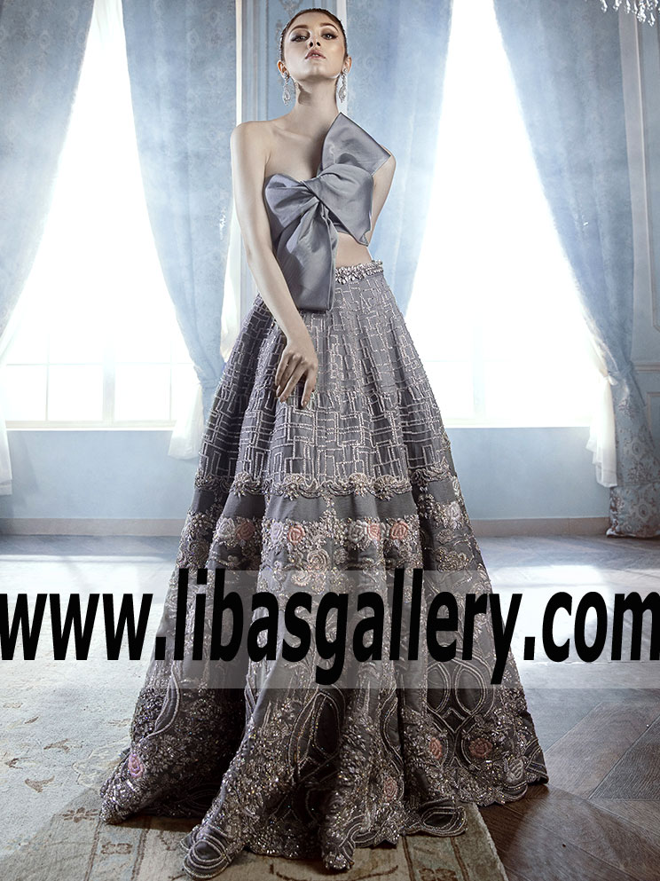 Heartfelt Blue Stone Gladiolus Lehenga