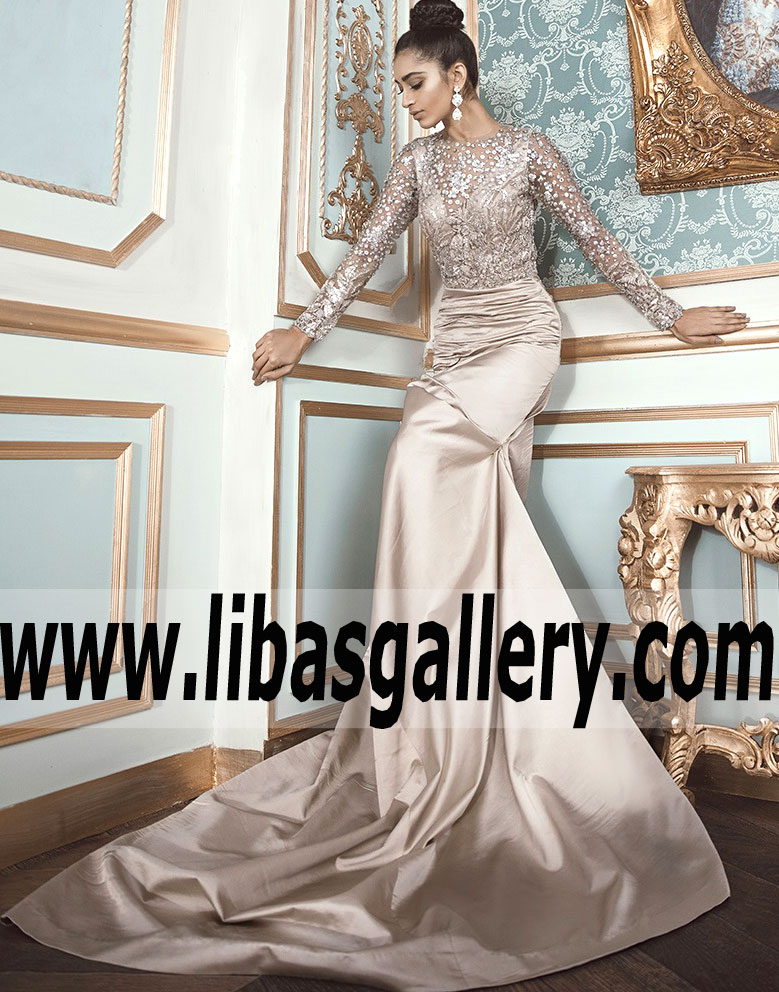 Glamorous Sultry Beige Lilium Gown