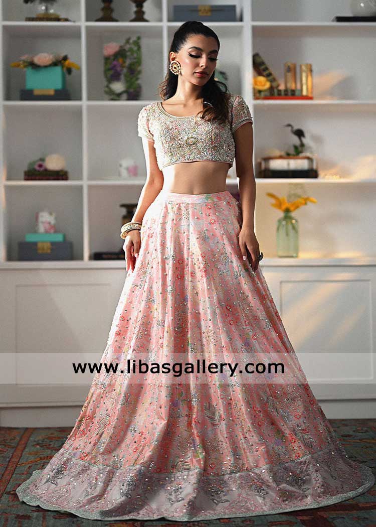Nikah lehenga choli Tea pink with intricate embellishment