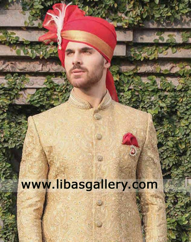 latest Red Nikah turban in Royal style for groom New York USA
