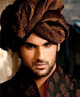 latest brown pretied groom wedding turban style