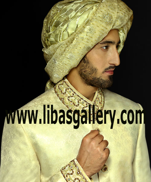 jamawar banarsi turban for groom light dark shades custom made pretied  to community culture UK USA Dubai