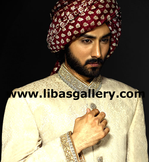 Pakistani pretied wedding turban in jamawar banarsi fabric tail and without tail for groom UK USA Canada