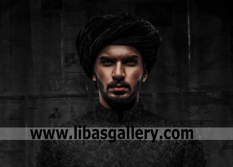 Black high quality pure velvet makhmali turban for gents and groom 