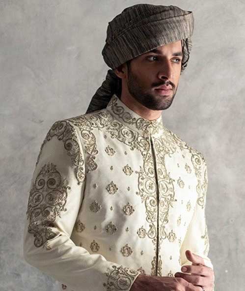 Gray pretied wedding turban for barat dulha