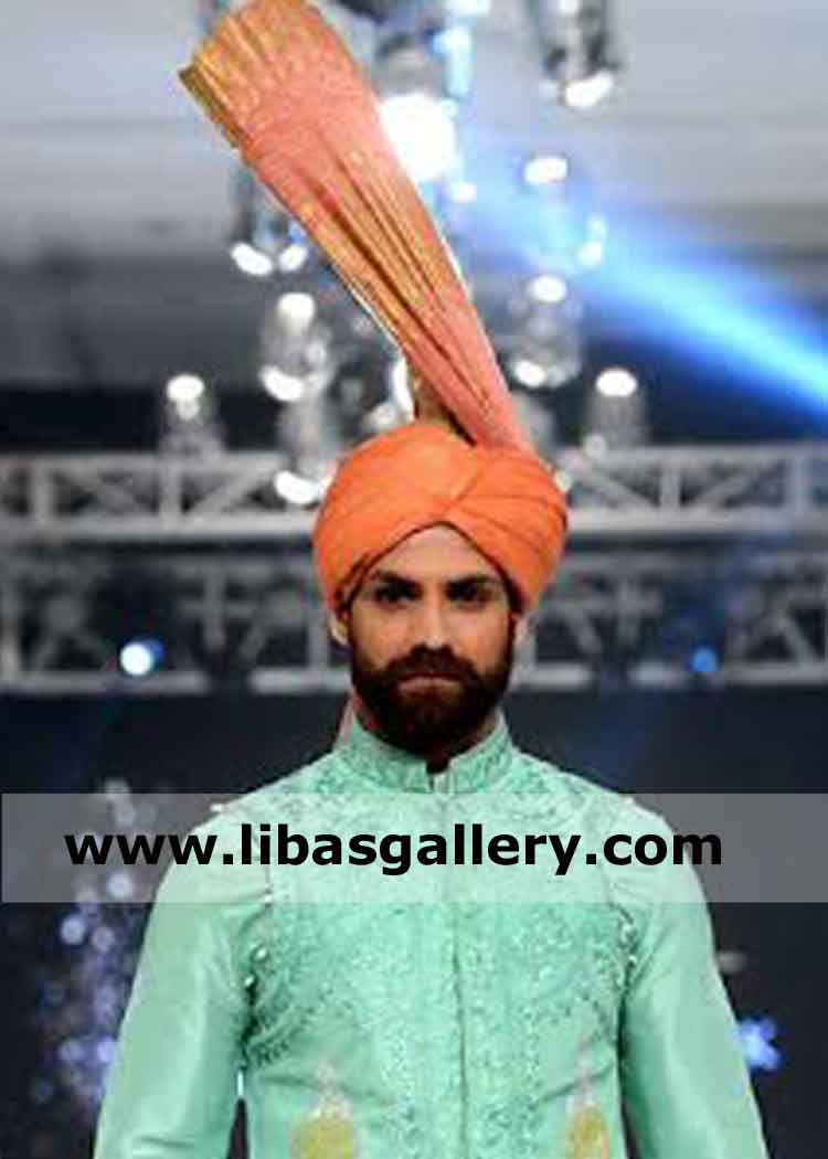 wedding turban long fan punjabi style complete package for groom UK USA Canada