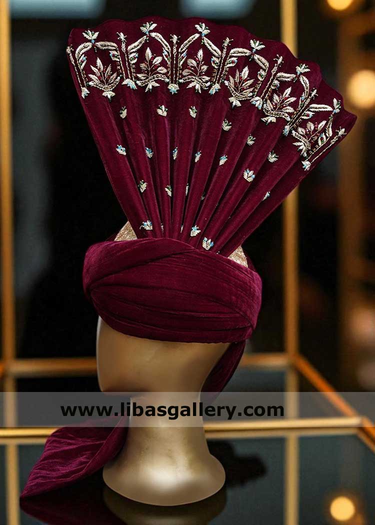 Maroon Embroidered Aitchison Kulla for Dulha