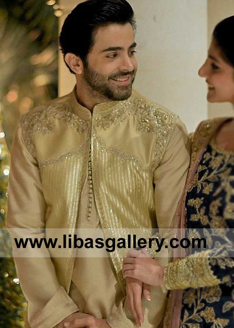 Gold Intricate Embroidered Male Waist Coat Style for Event