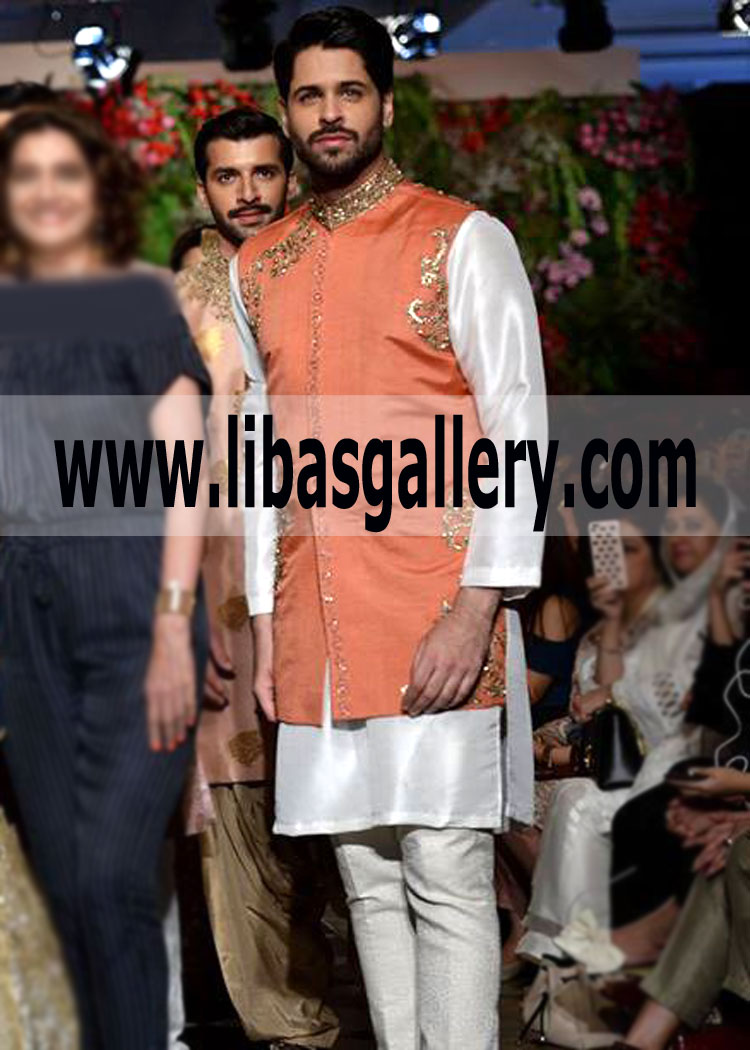 Hand Embellished Pakistani Waistcoat for groom special occasion
