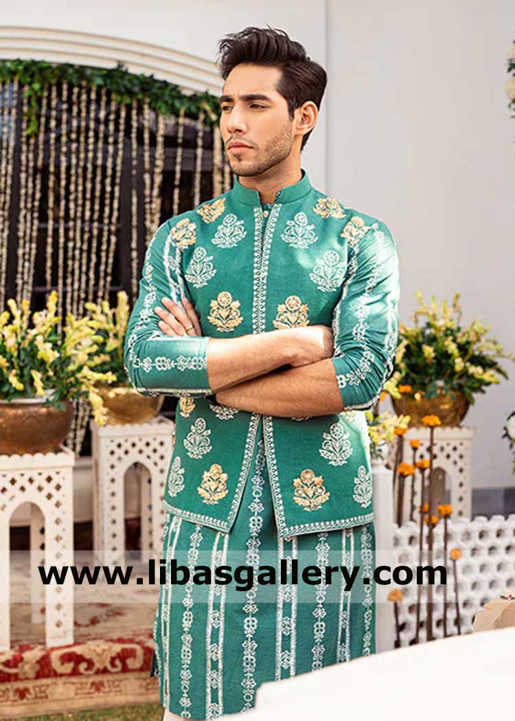 Spanish green waistcoat for mens special occasion 