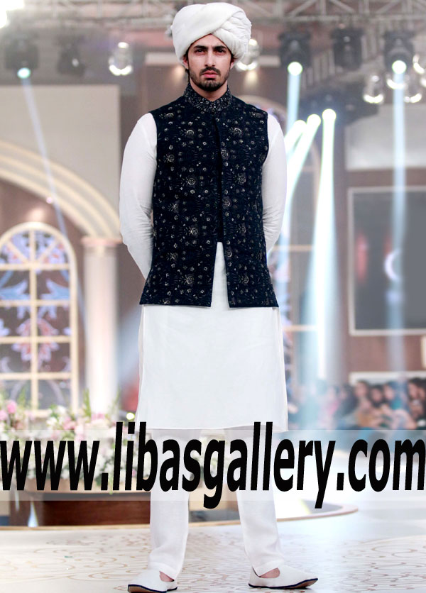 Brilliant Black Embroidered Waistcoat for Wedding Ceremony and Functions