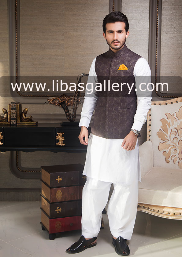 Designer Men Waist Coat Style dark shade with inner