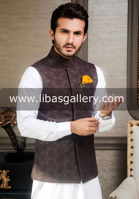 Designer Men Waist Coat Style dark shade with inner