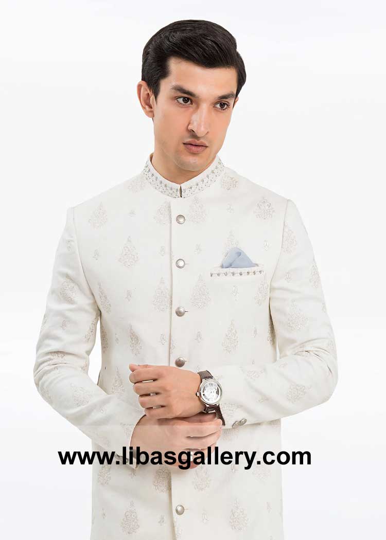 Off white Elegant and Modern Men Sherwani Design 