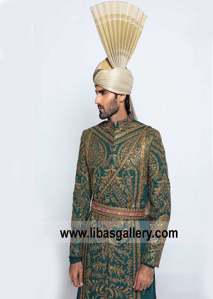Emerald Green Gold Groom Wedding Jacket