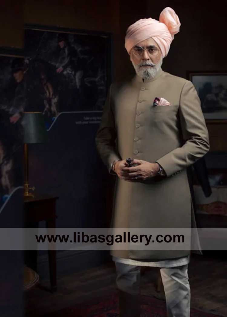 Khaki Sherwani Style for Groom Father