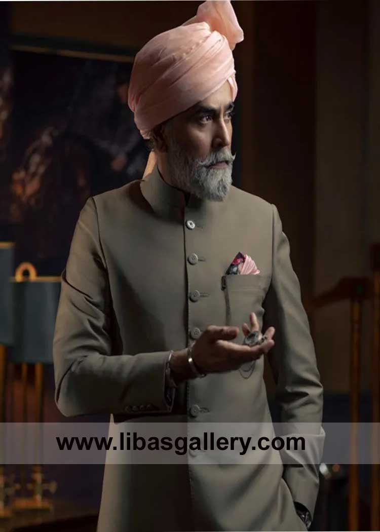 Khaki Sherwani Style for Groom Father