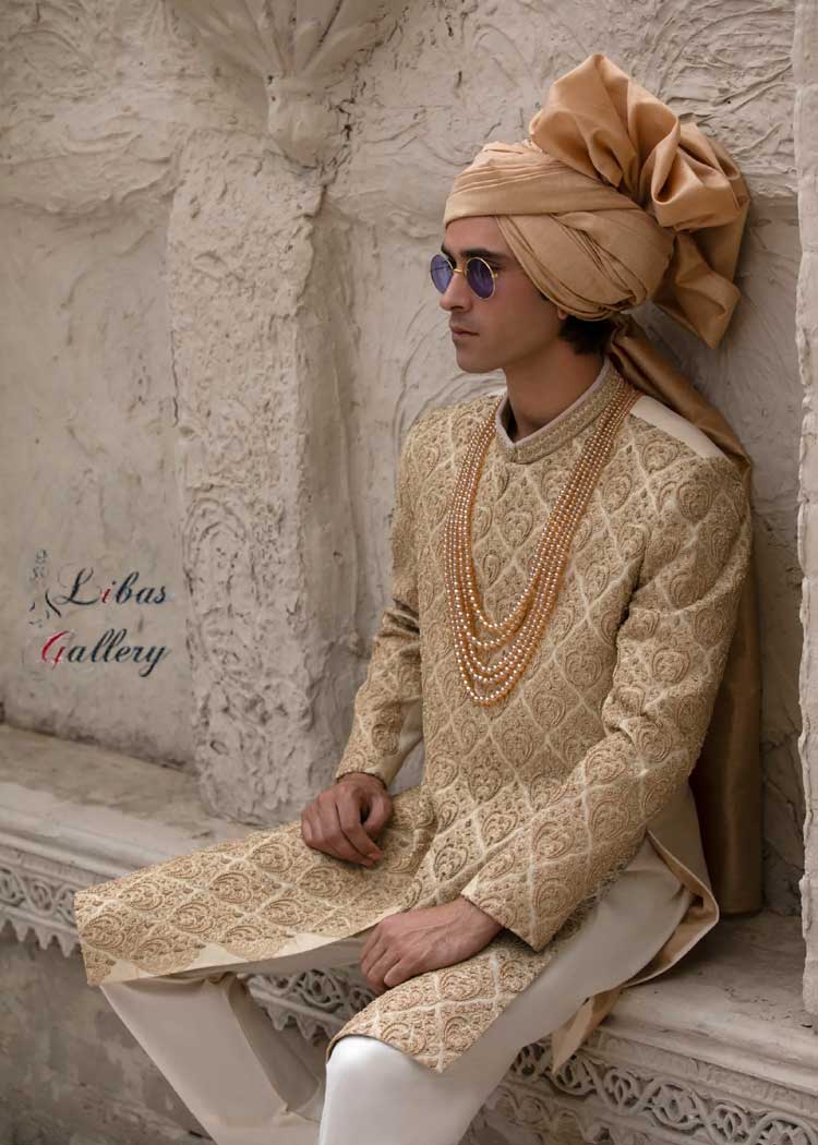 GOLD GRANDEUR EMBROIDERED SHERWANI FOR GROOM
