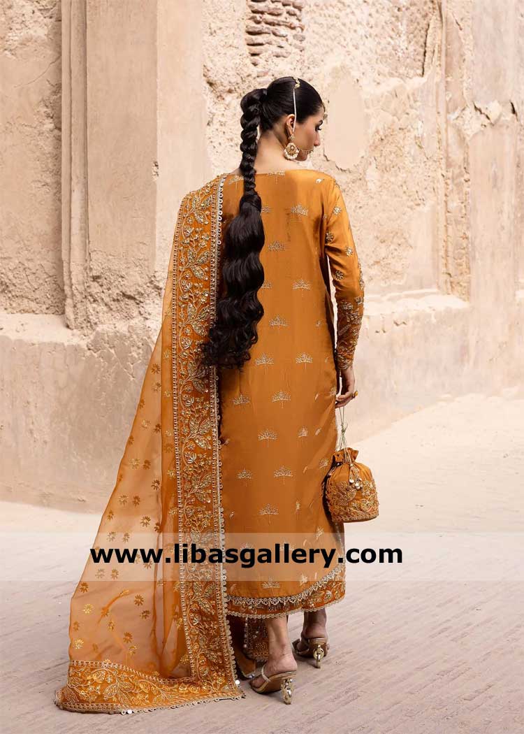 embroidered dresses for women mehndi event with pouch