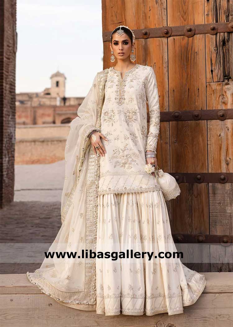 Embroidered Gharara Style Wedding Dress